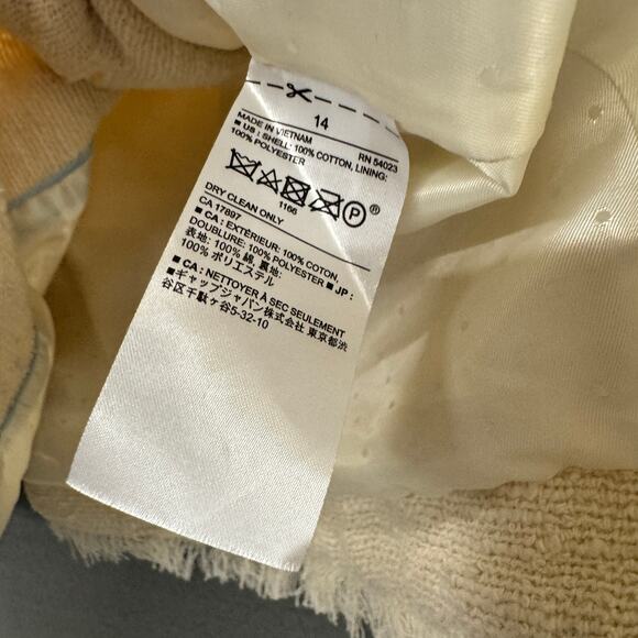 Banana Republic Blazer Womens 14 Cream Textured Coastal Fringe Hem Lined Jacket - Picture 6 of 8